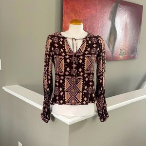 Tory Burch long sleeve blouse. Aztec design.